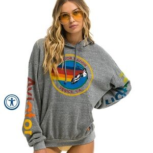 AVIATOR NATION RELAXED PULLOVER HOODIE - HEATHER GREY